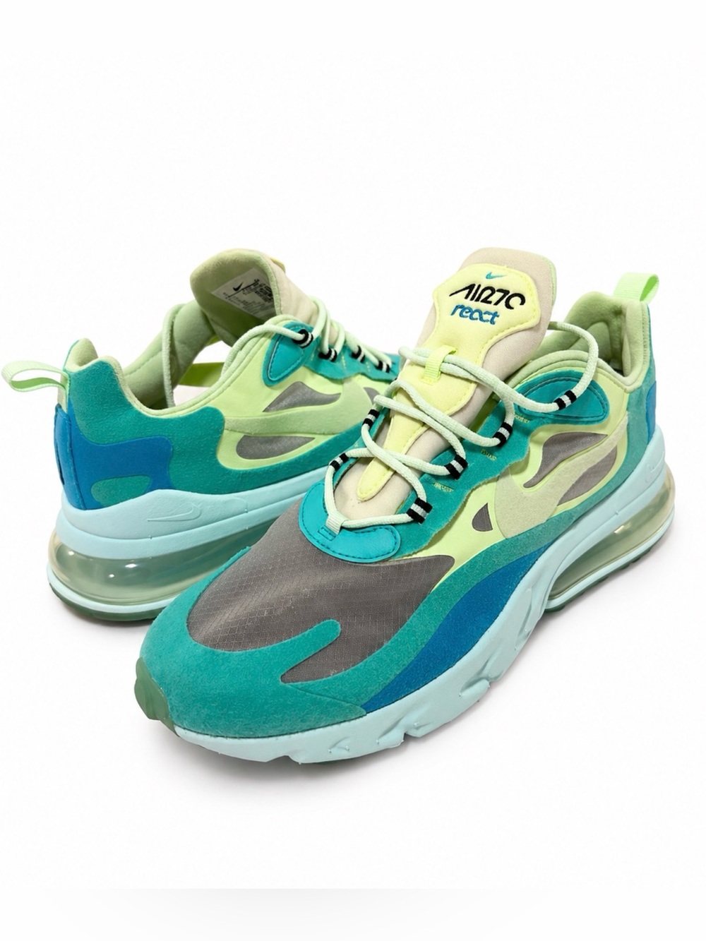 Nike Air Max 270 React Men’s Size 11 Aqua Mint Blue Running Shoes AO4971-301
